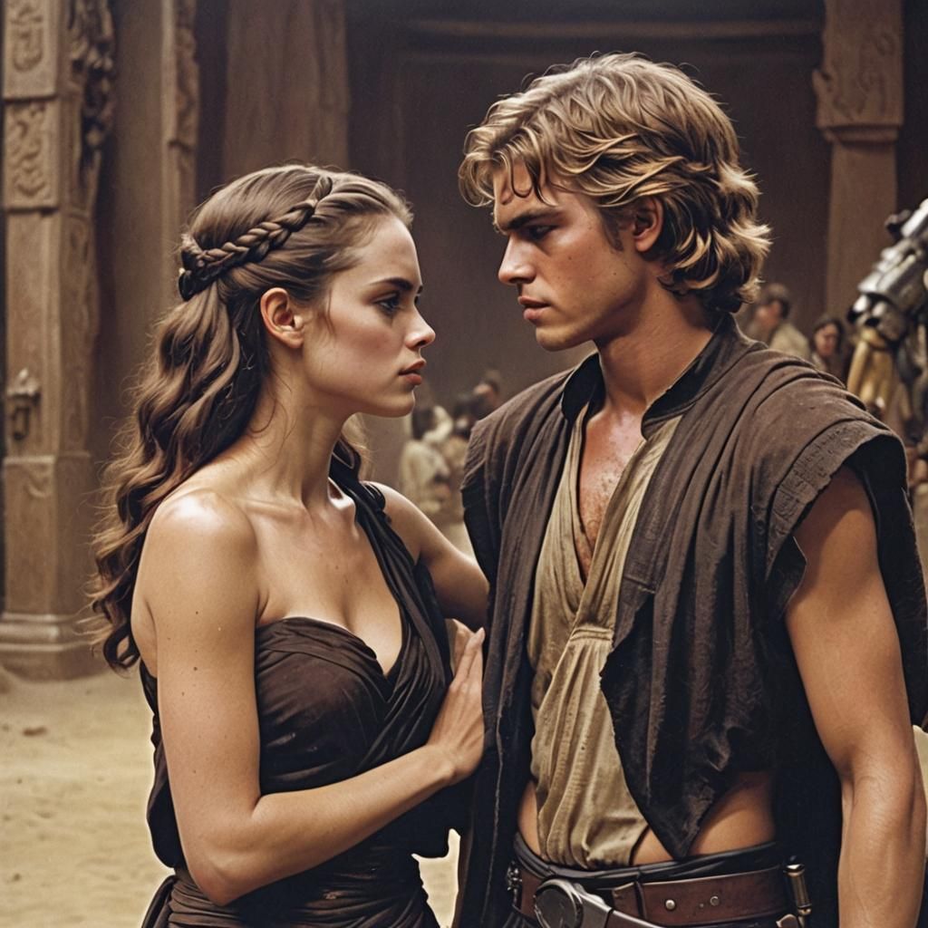 Passionate Embrace Between Two Young Lovers