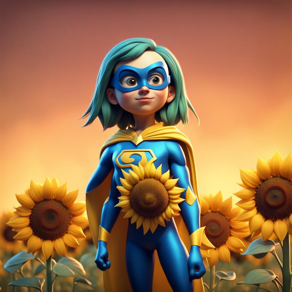 Sunflower Superhero Concept Art in 3D