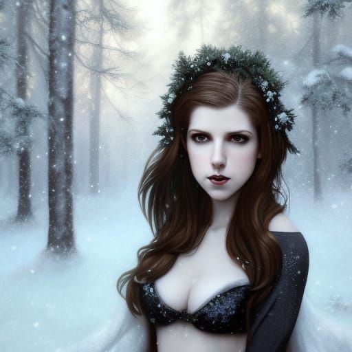 Gothic Princess in Snowy Forest: 8K Portrait