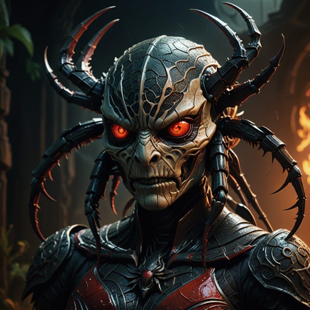 Humanoid Crab Spider in Dark Fantasy Art