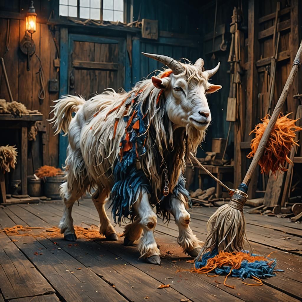 Mop Rides a Goat in Fantastical Concept Art
