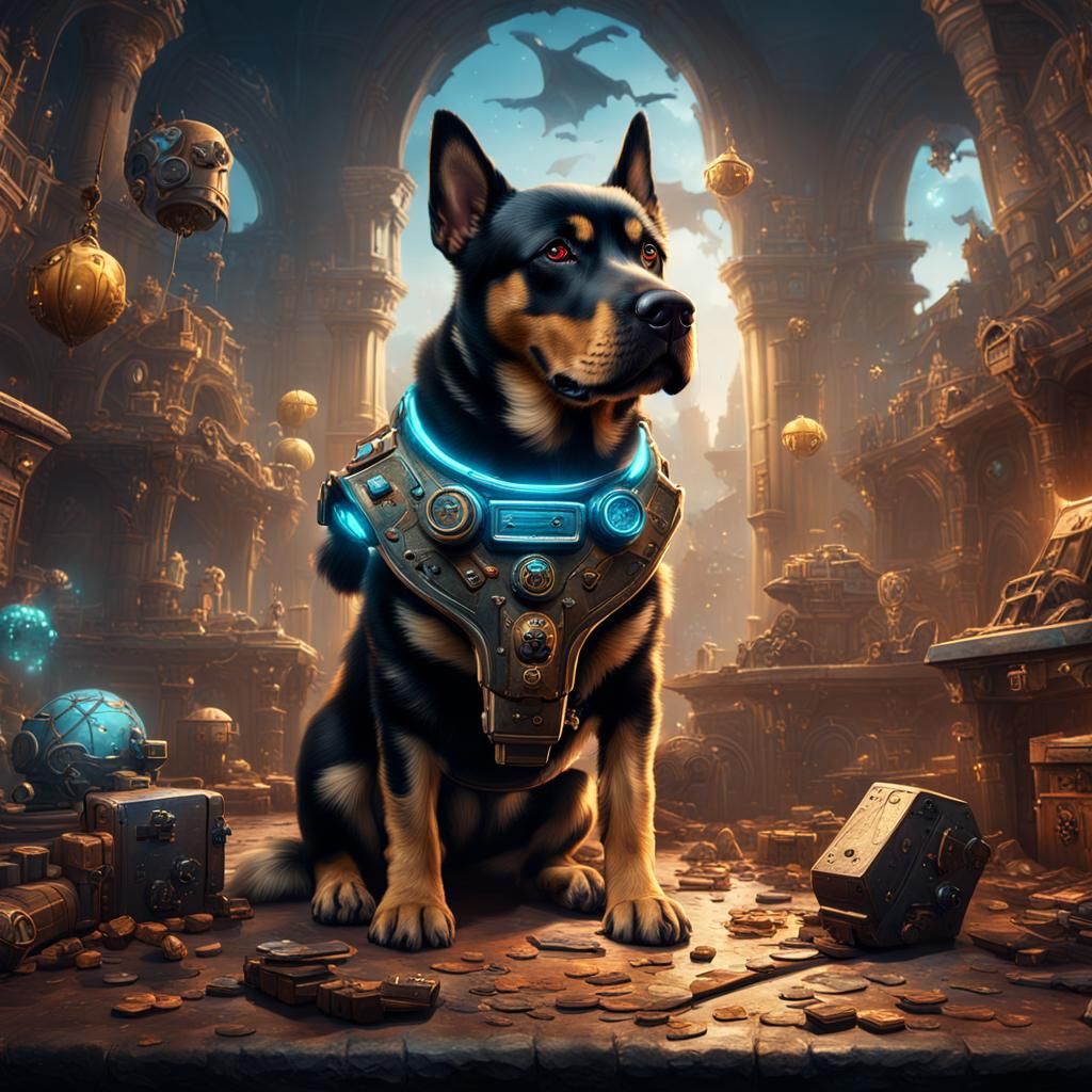 Dog Gamer in Detailed Fantasy Art