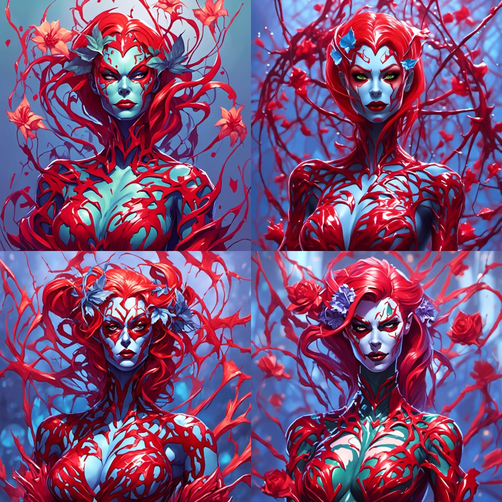 Poison Ivy Villain Portrait in Comic Book Style