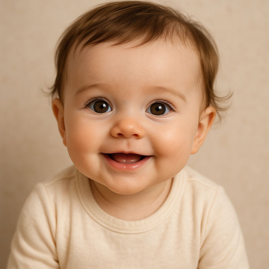 Smiling Adorable Brown-Eyed Baby Portrait