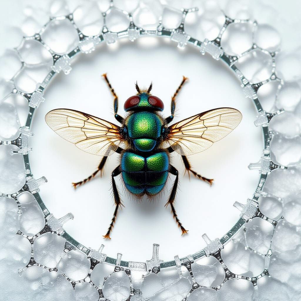 Housefly Wearing Spectacles in Detailed Close-Up