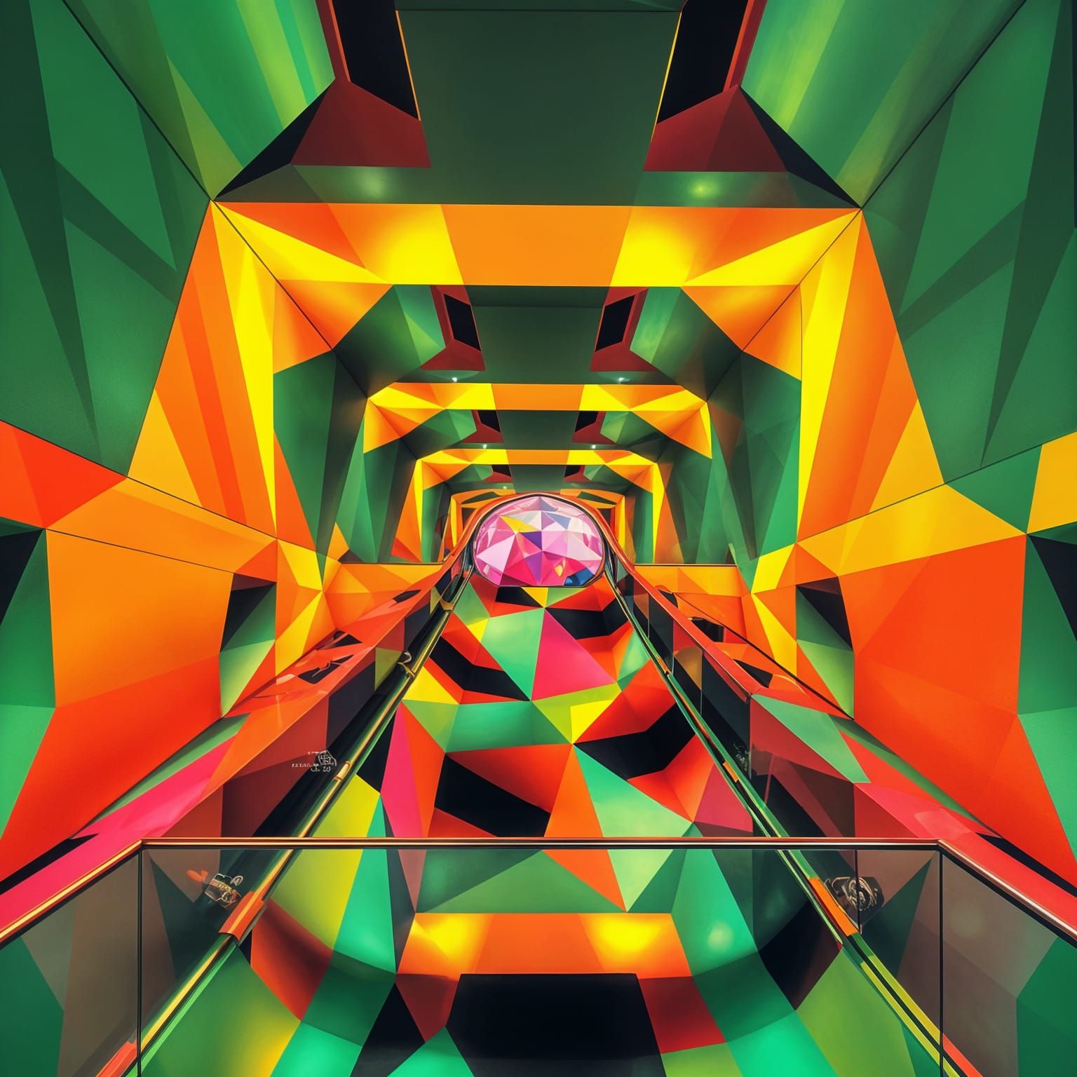 A surreal, Vivid, Lurking Slide in a kaleidoscopic neon reds...