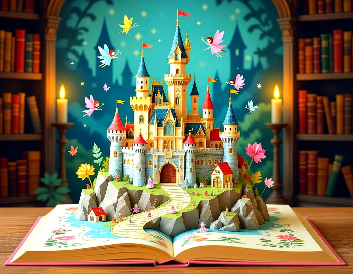 Magical Pop-Up Book Village Revealed in Soft Candlelight