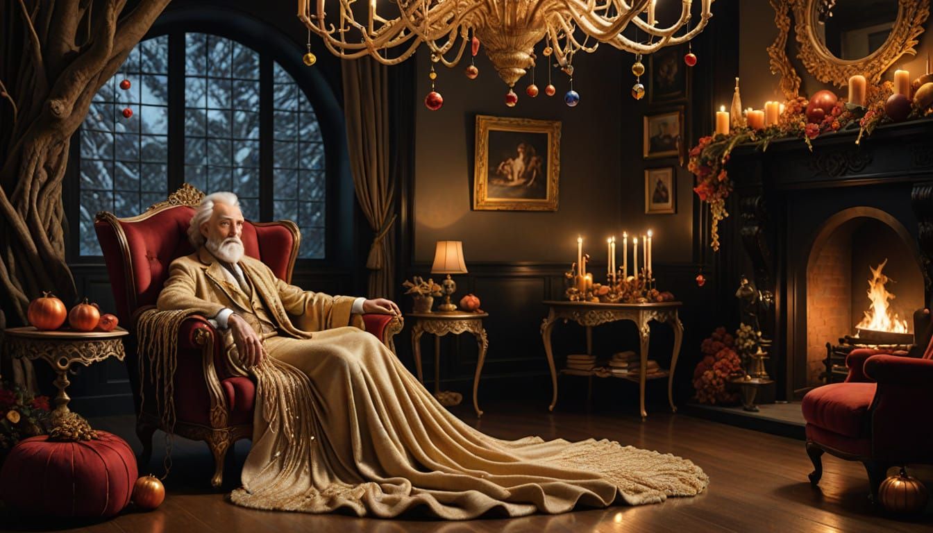 Whimsical Fae New Year's Celebration in Surrealist Style