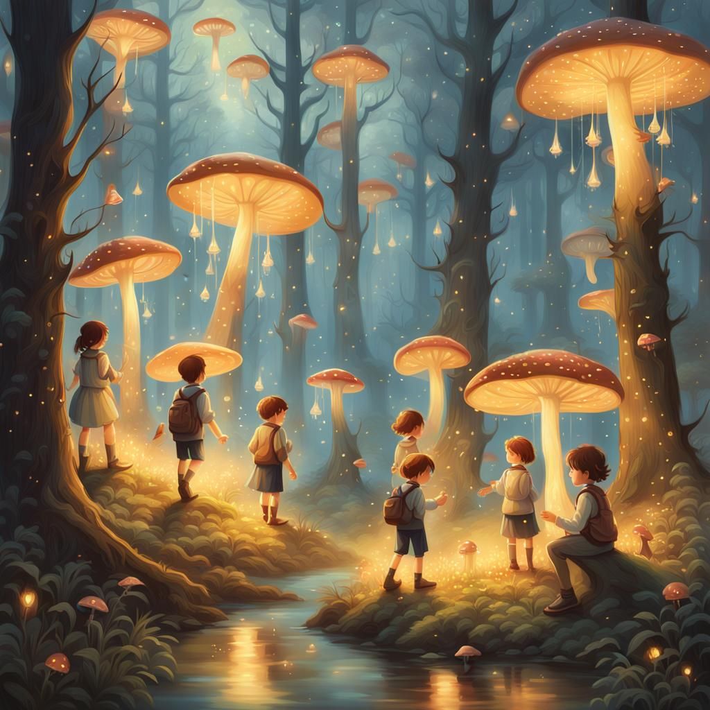 Ethereal Children's Game in Luminous Forest