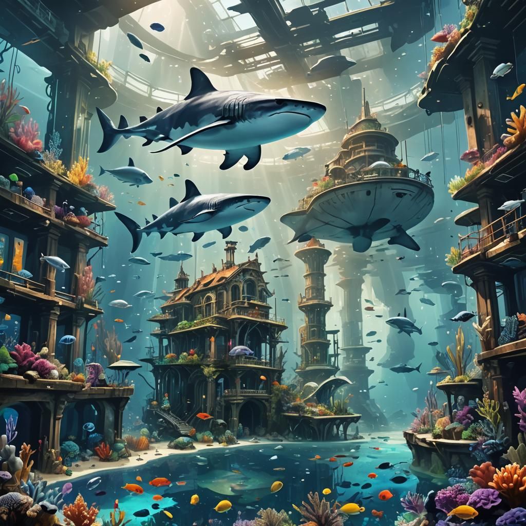Glitch Art: Underwater City Aquarium