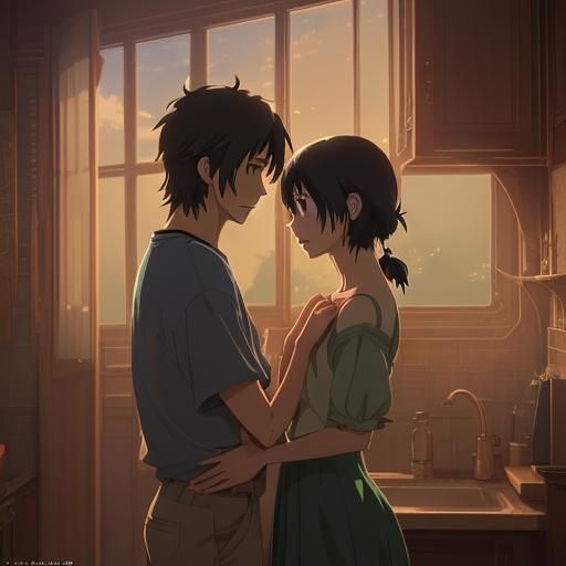 Anime Romance in Studio Ghibli Style