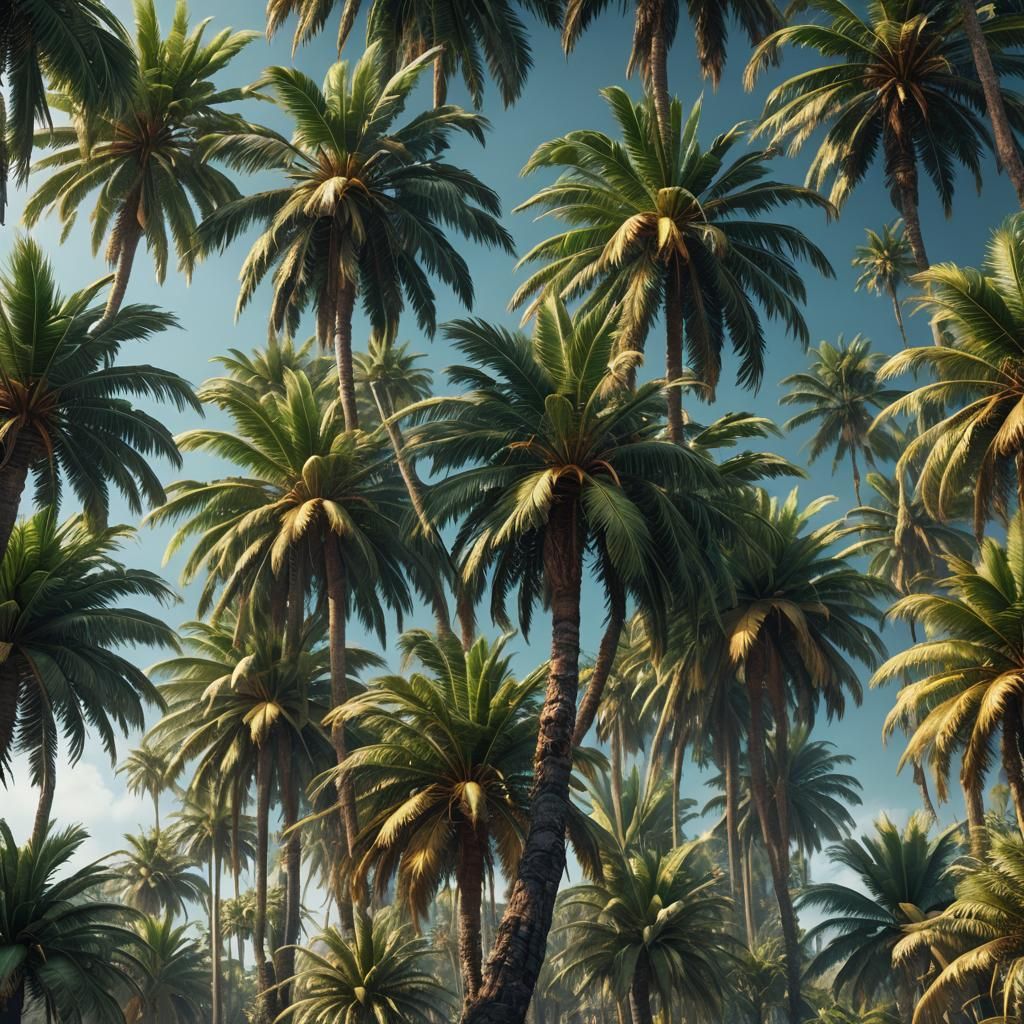 Detailed Matte Painting of a Palm Tree