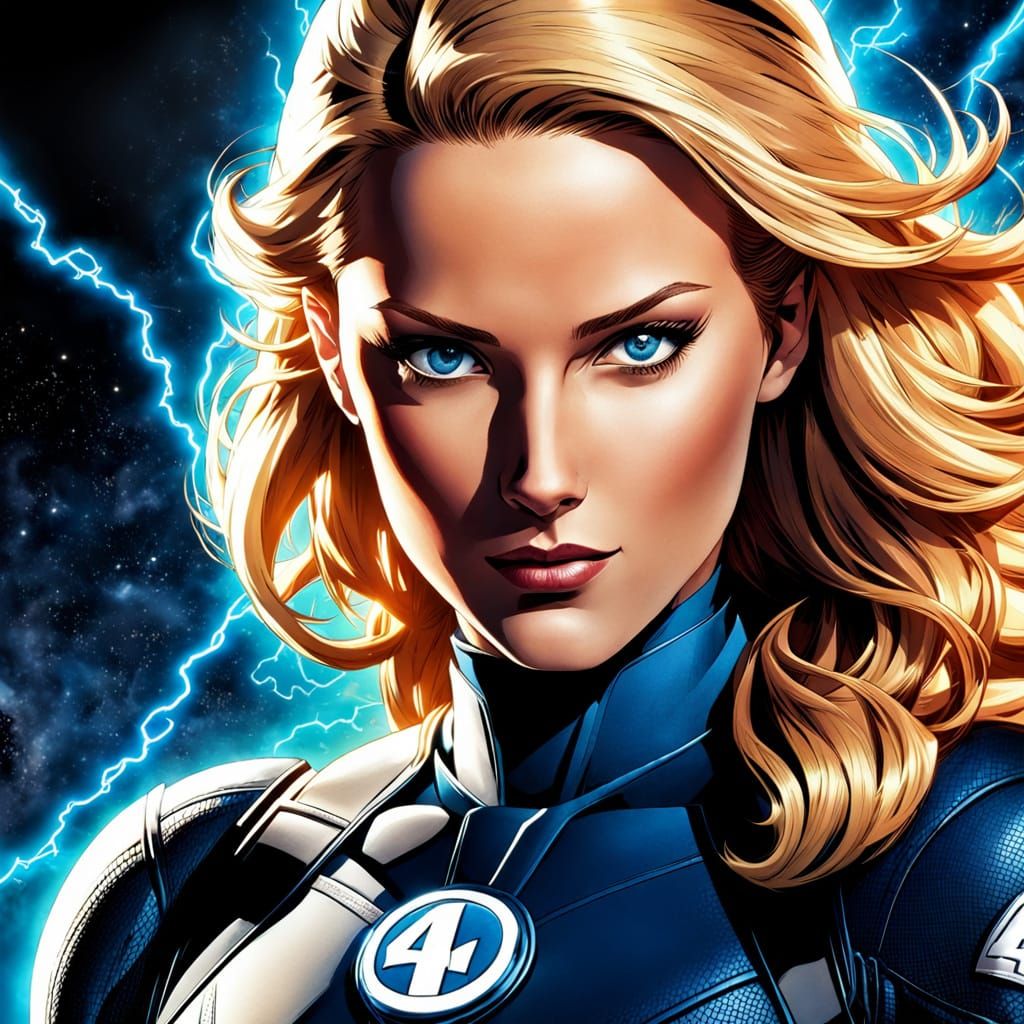 Sue Storm: Invisible Woman in Comic Book Style