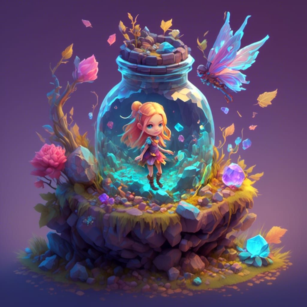 Cute Fairy Trapped in a Bottle