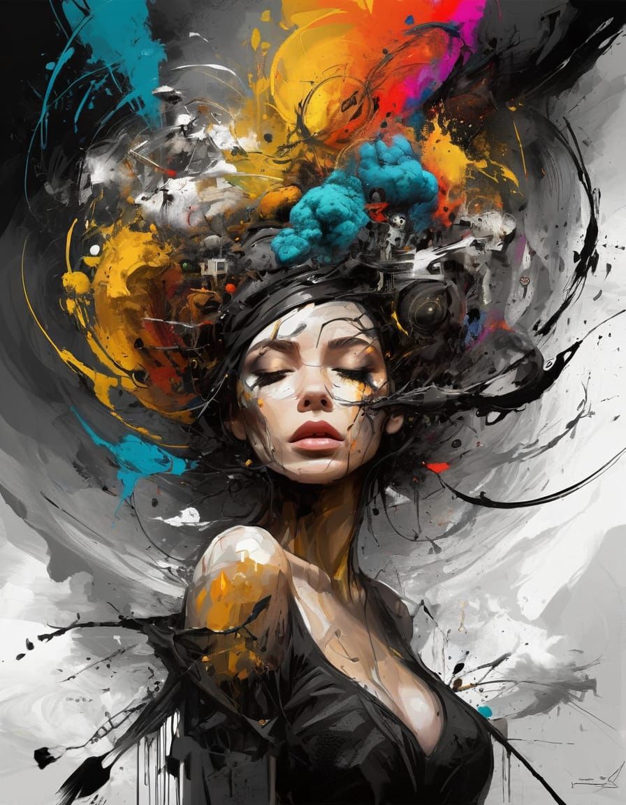 Chaotic Mind Portrait in Surrealist Style