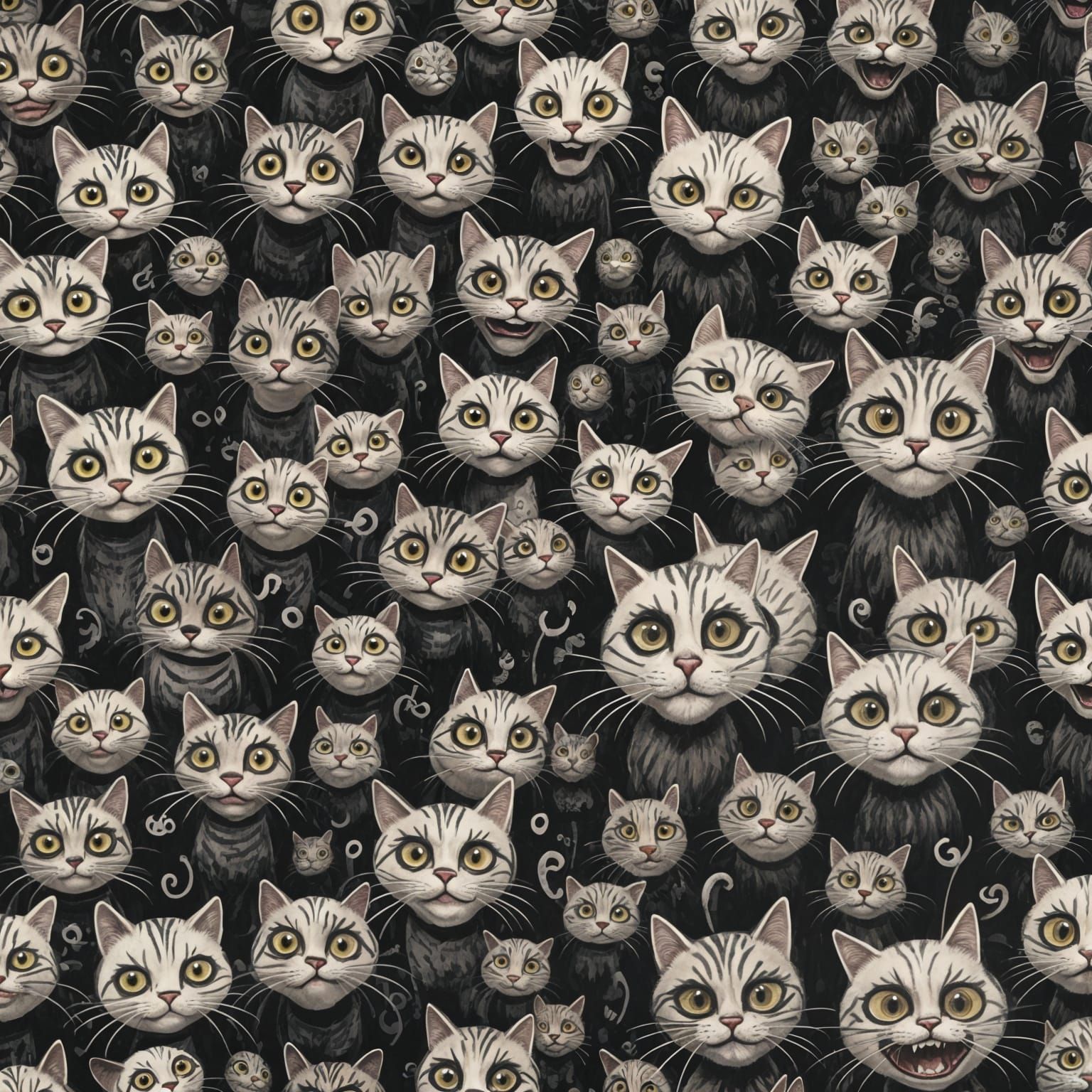 Stylized Cat in a Dark, Whimsical Style