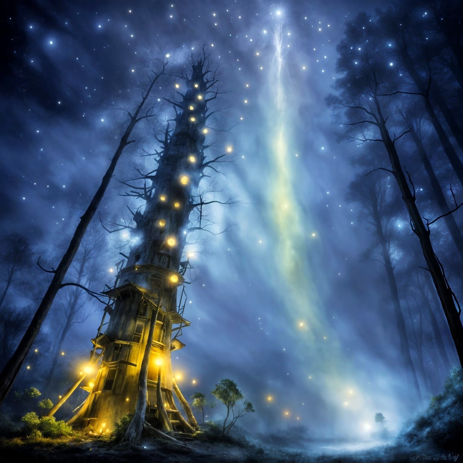 Whispering Enchanted Forest Giant at Night