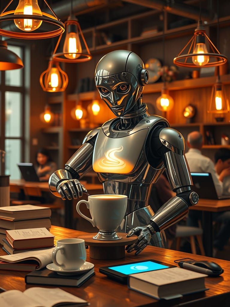 Chrome-Plated Robot Barista Serves Artisanal Latte in Futuri...