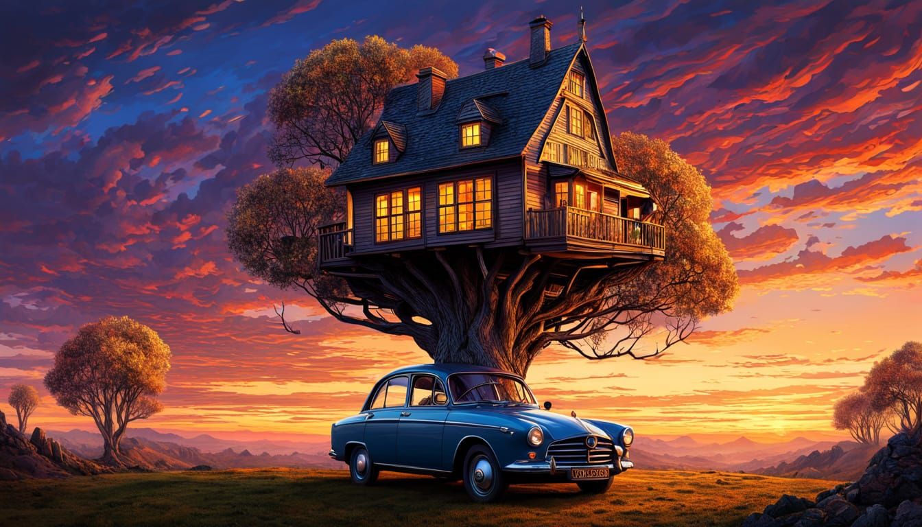 Surreal Teacup House in a Wonky, Topsy-Turvy World