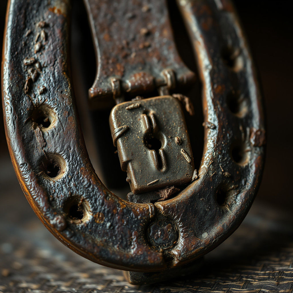 Antique Horseshoe Close-Up: High-Contrast HDR Image