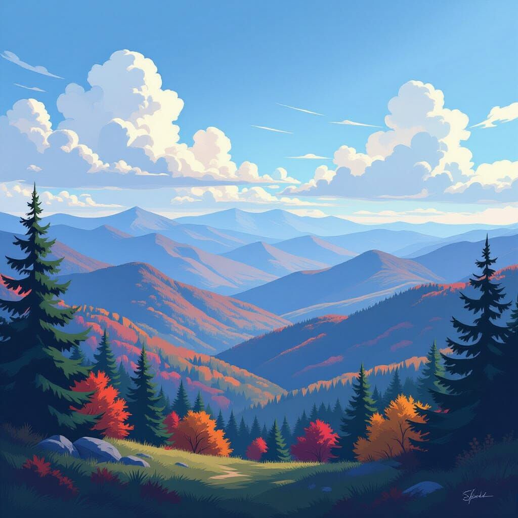 Vibrant Tennessee Mountain Landscape Painting