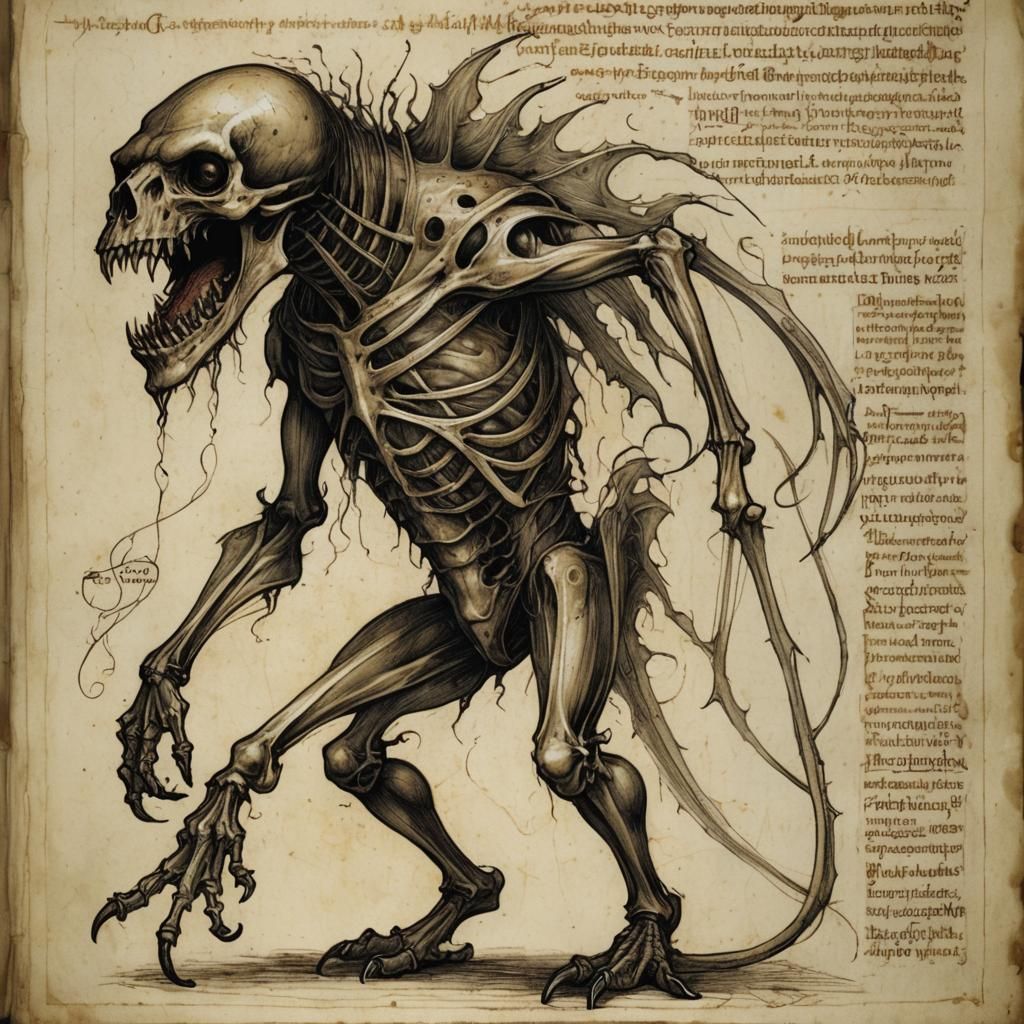 Ghoul in Da Vinci Style Medieval Bestiary