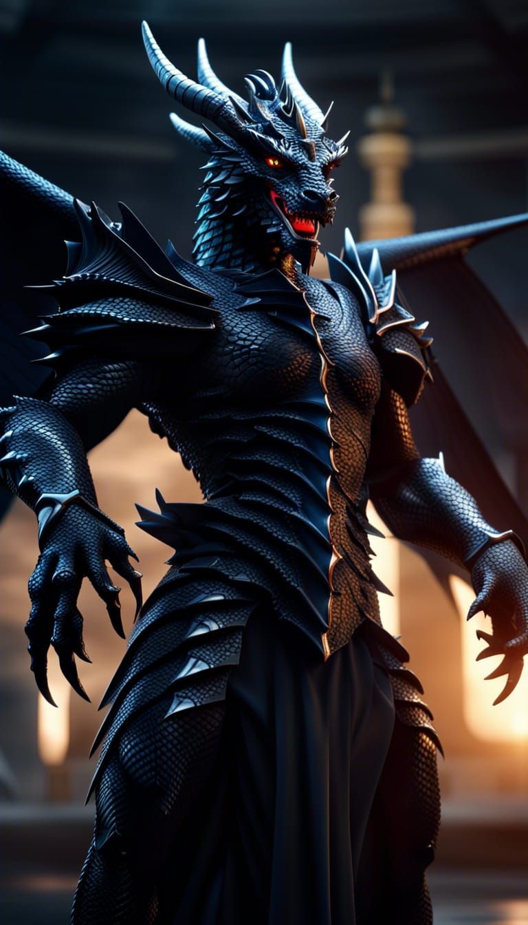 Epic Black Dragon God Concept Art