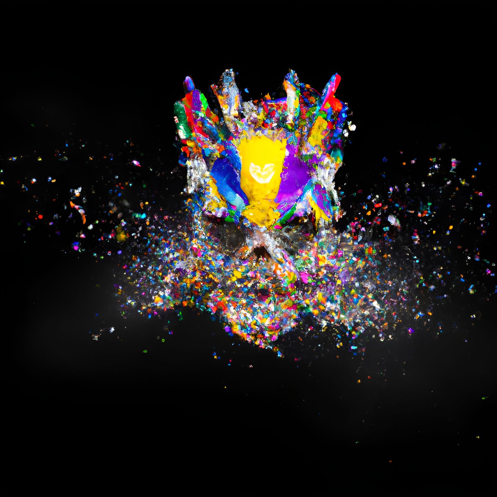 Exploding View of Jeweled Mask in High-Speed Photography