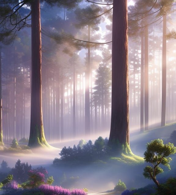Utopian Forest Wallpaper in Digital Painting Style