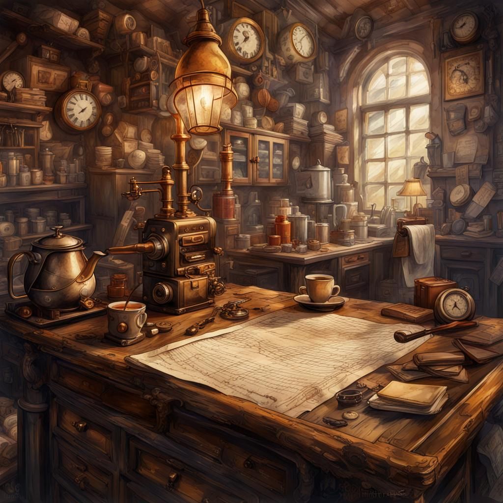 Steampunk Parchment with Vintage Watercolor Filter