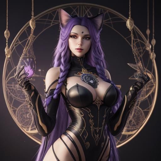 Feline Dreamcatcher Mural in 3D Illusion