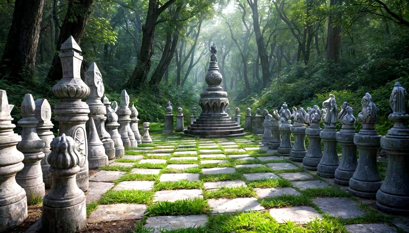Life-Size Living Chess Game in Fantastic Forest