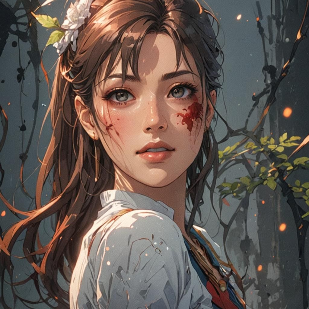 Anime Girl in Manga Scan Style Art