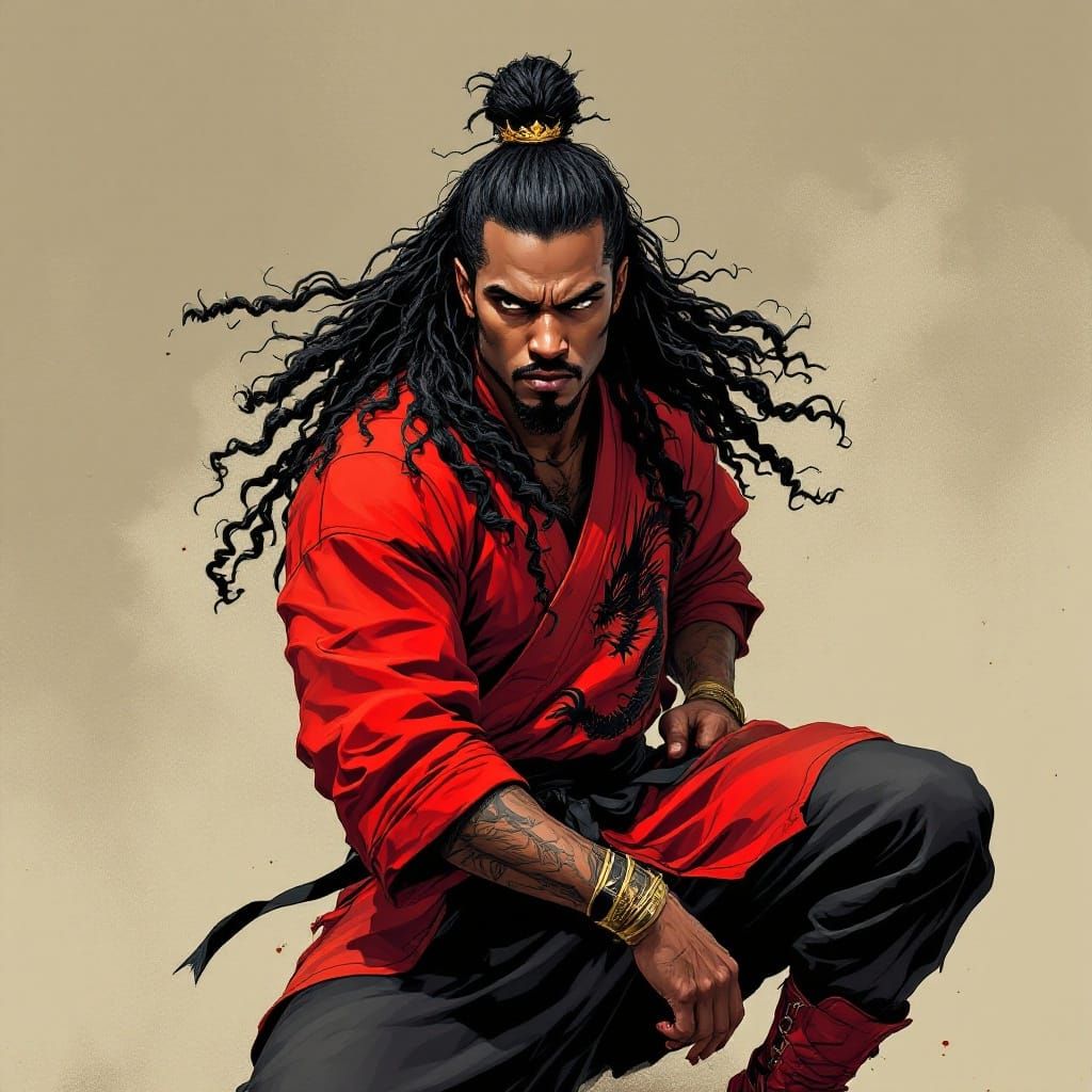 African Samurai Warrior in Action