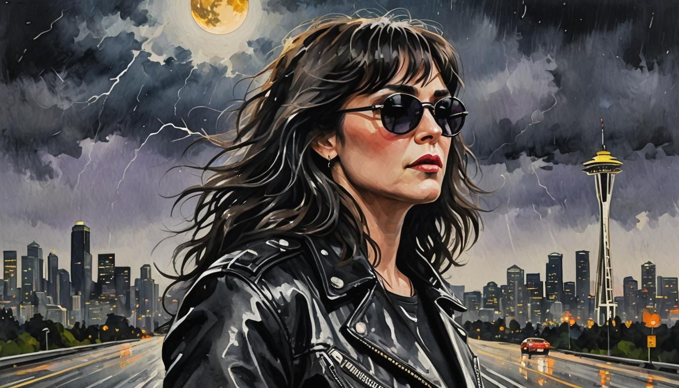 Singer on Desolate Highway in Impressionist Gouache Style