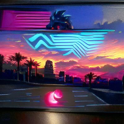 Vibrant Retrowave Sunset with Neon Colors
