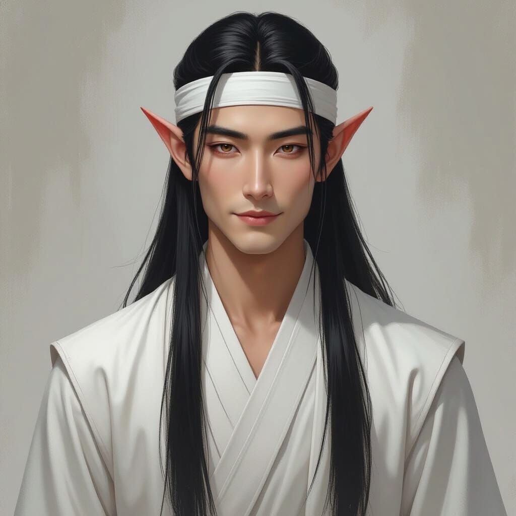High Elf Portrait in Realistic Painting Style