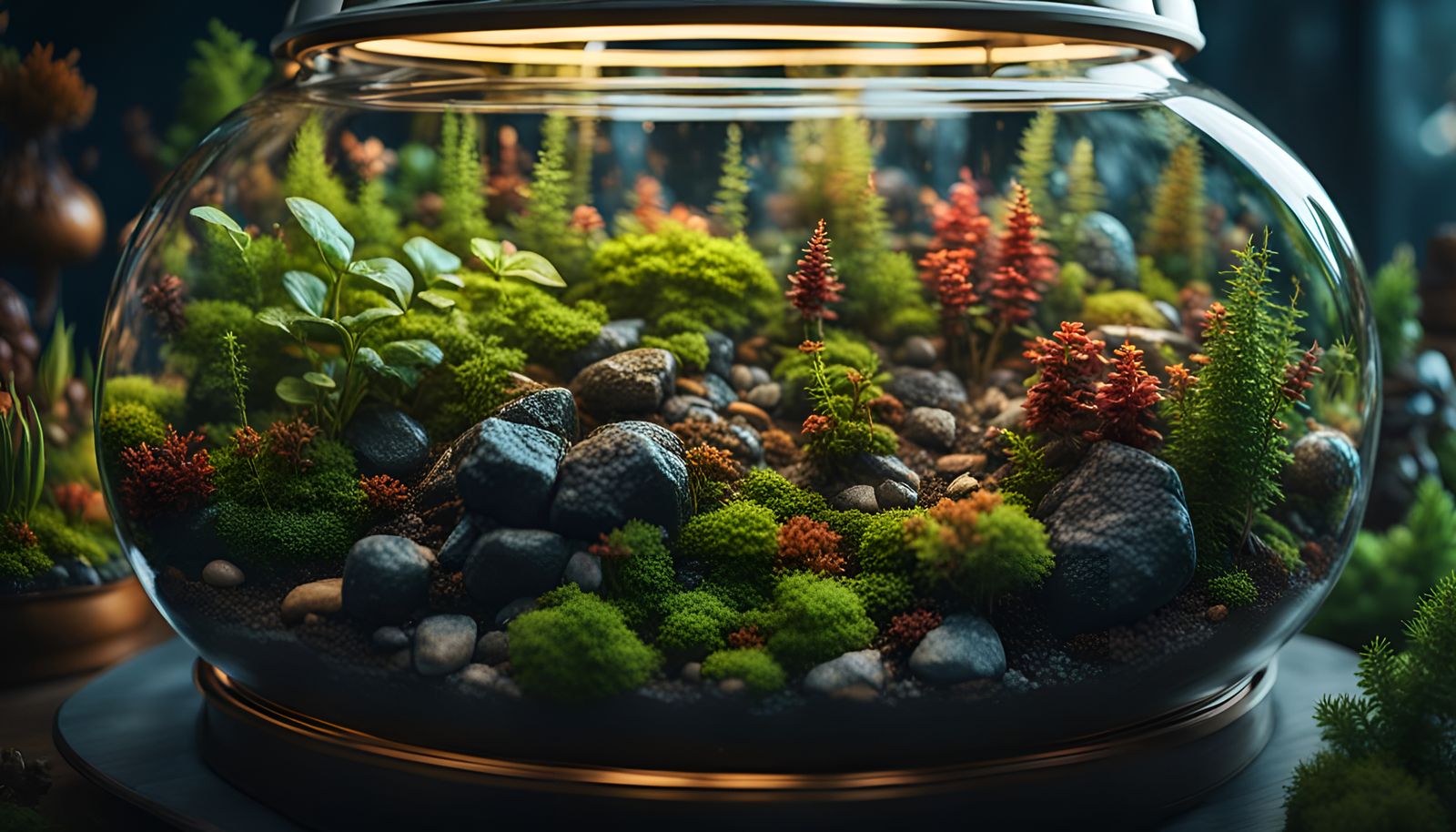Detailed 3D Terrarium Containing a Galaxy