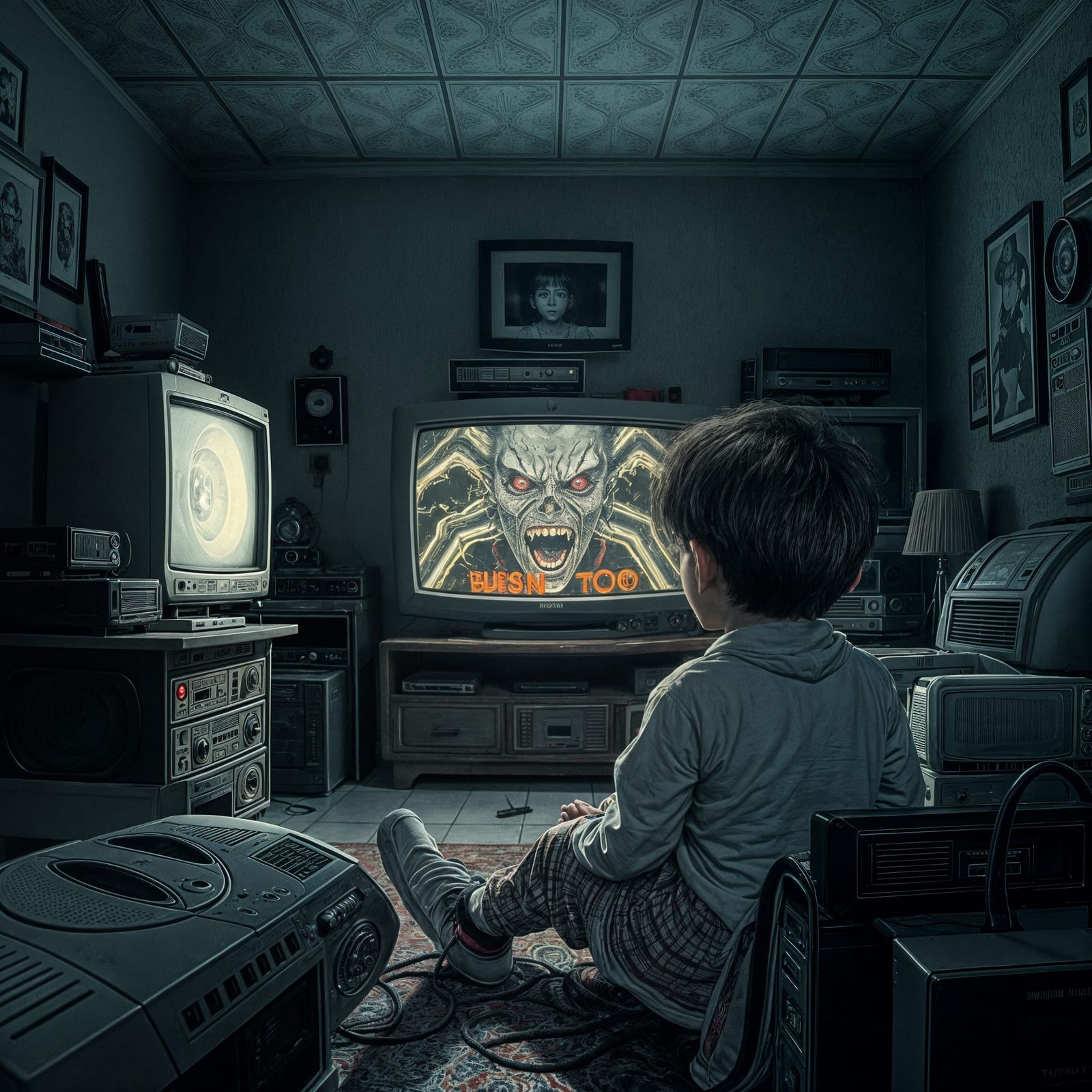 Child Entranced by Haunting 90's TV Ad