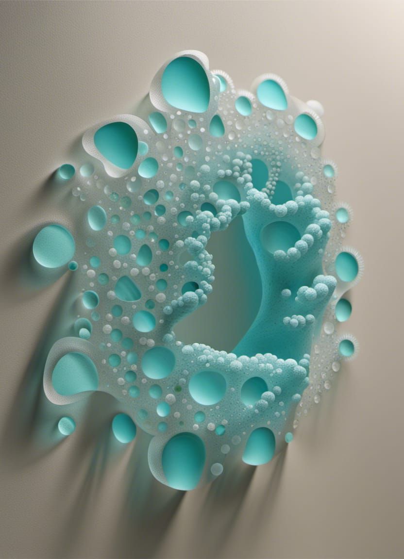 Turquoise Sea Glass Fractal Sculpture