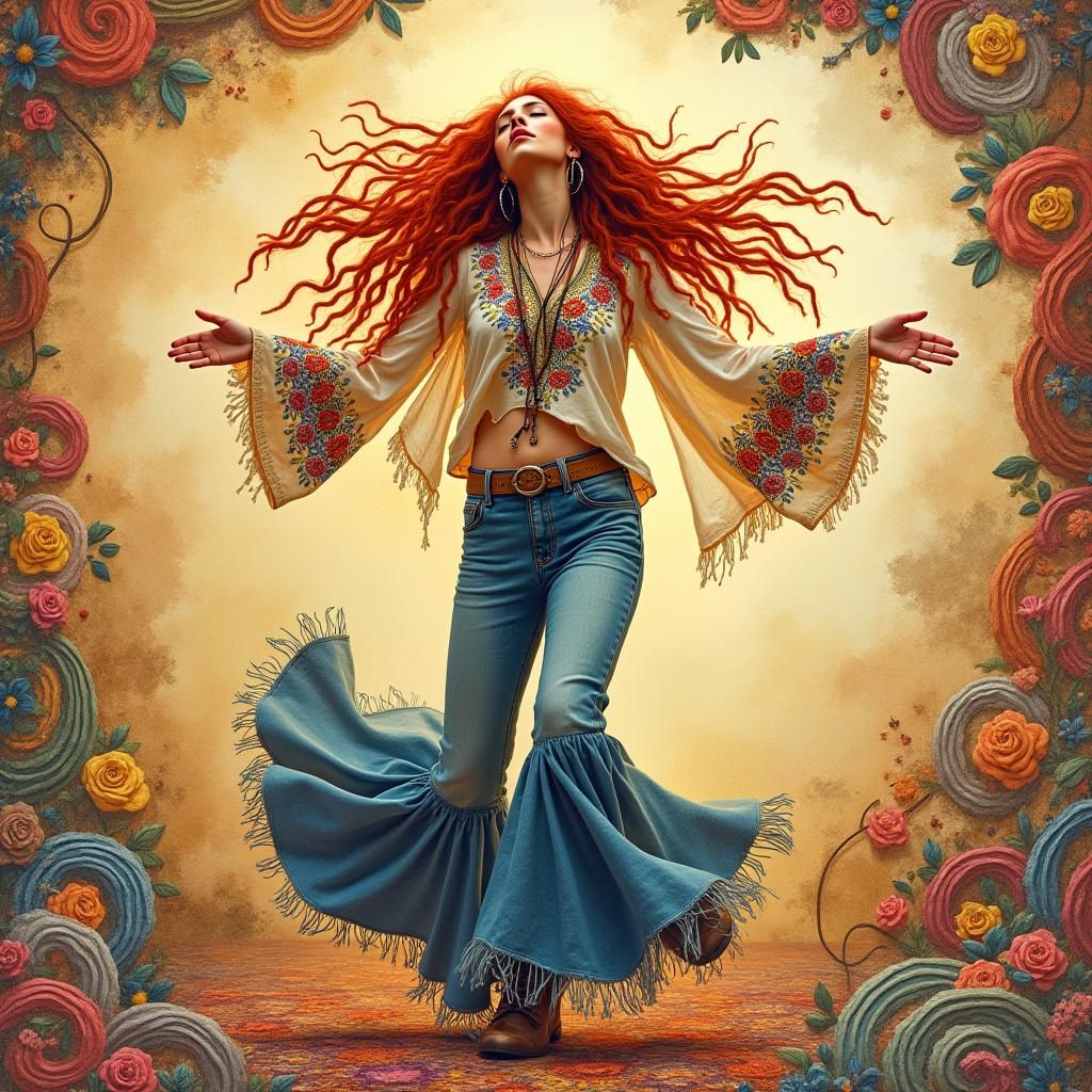 Psychedelic Hippie Dance in Hyper-Realistic Watercolor