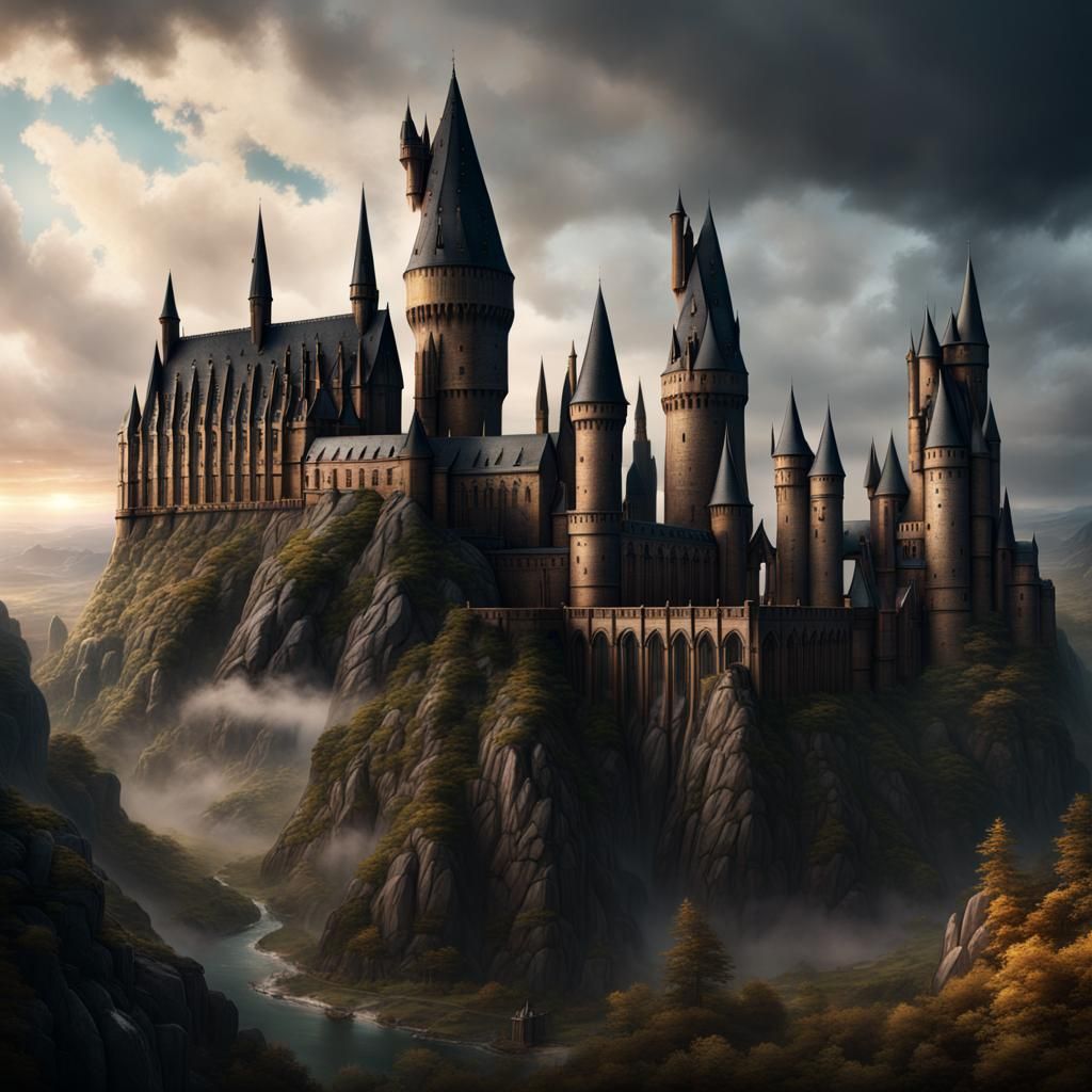 Epic Hogwarts Castle Digital Matte Painting