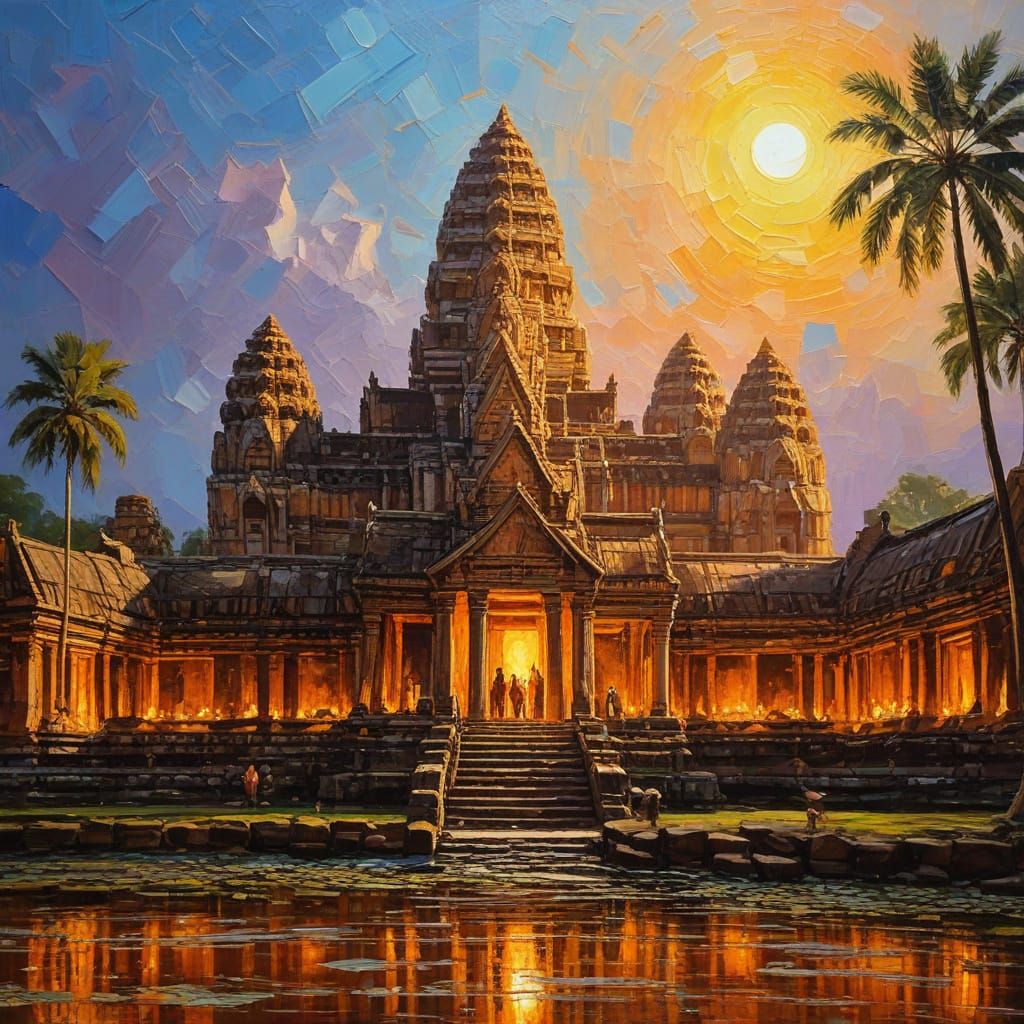 Angkor Wat Temple as Impasto Painting