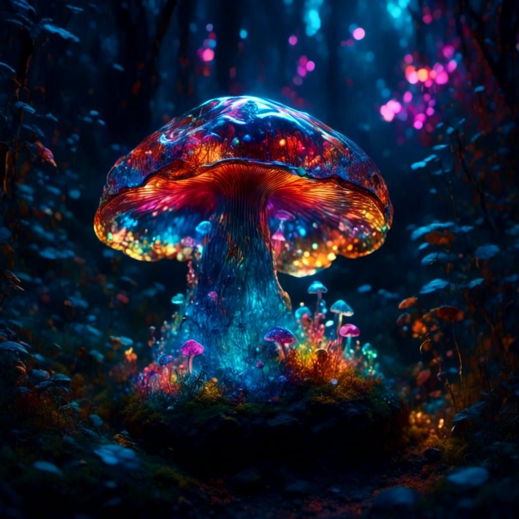 Glowing Magic Mushroom Forest in Blown Glass
