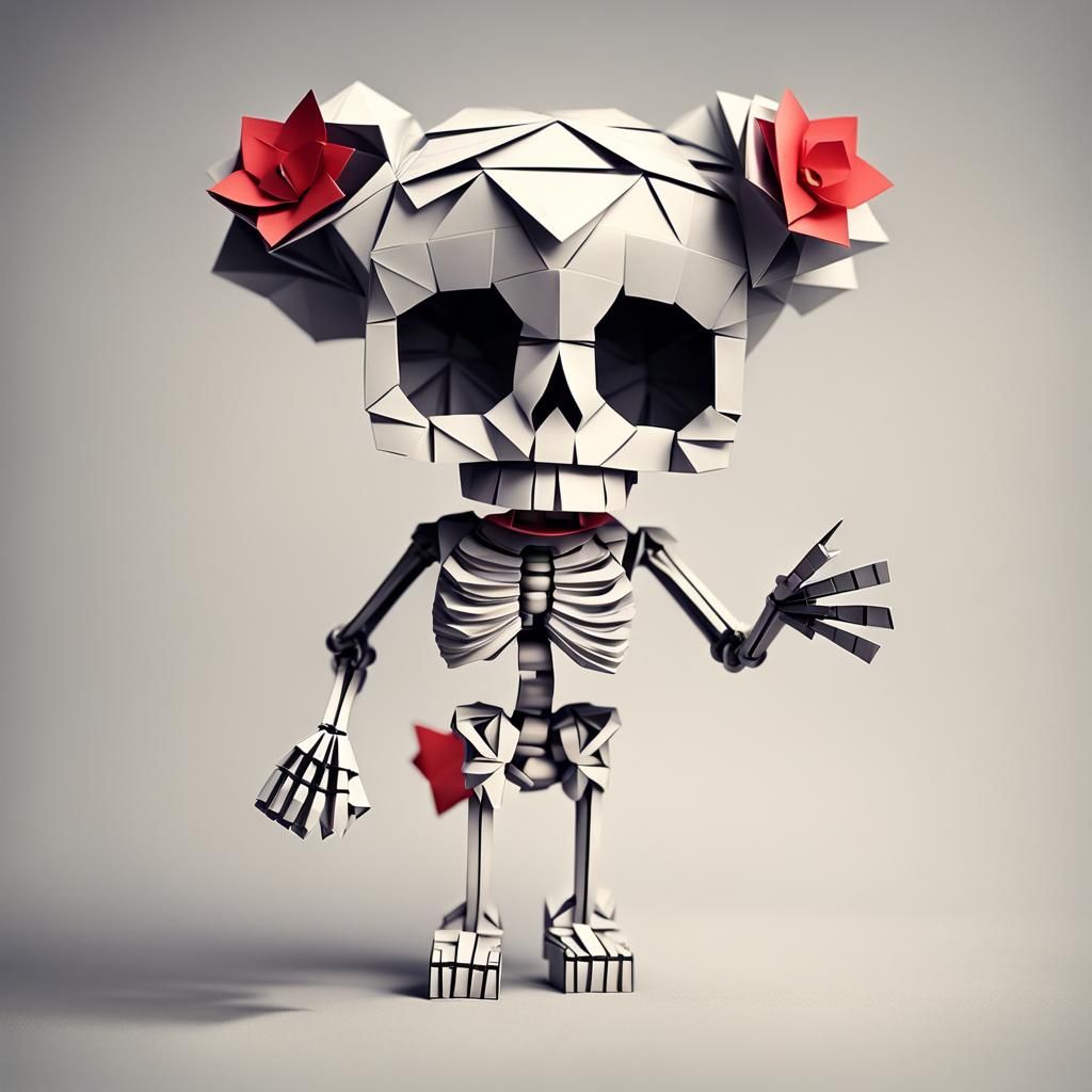 Betty Boop Skeleton as Origami Papercraft
