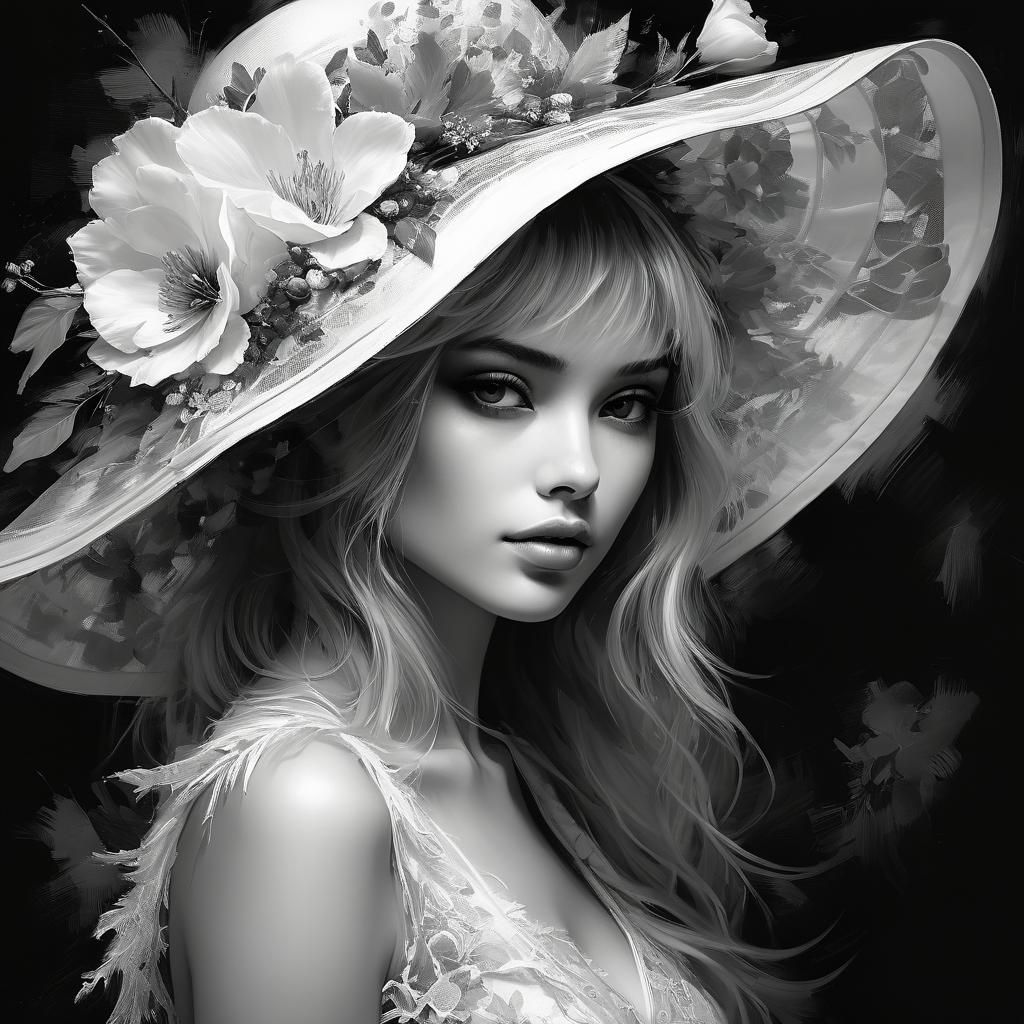 Detailed Portrait of Girl in Hat, Fine Art