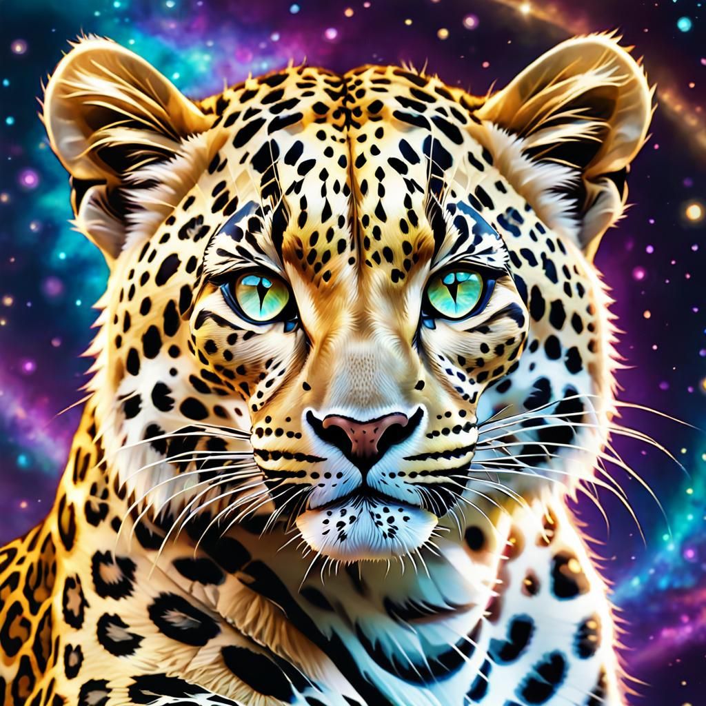 Kaleidoscopic Leopard Cubs in Watercolor Illustration