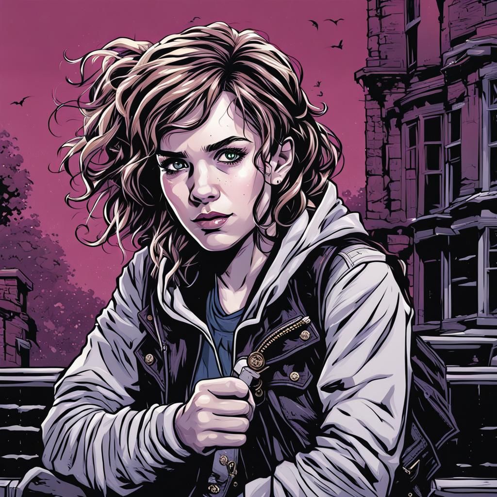 Punk Rock Hermione Granger in Comic Book Style
