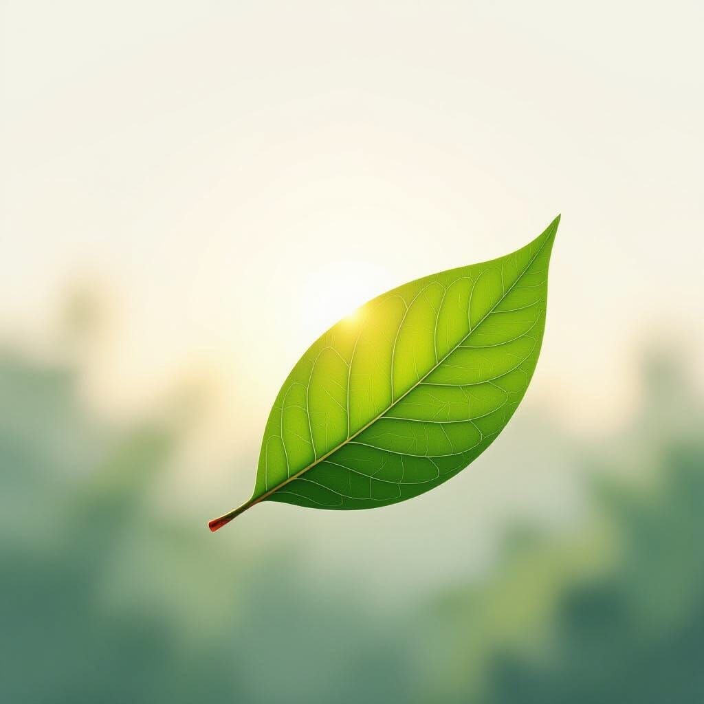 Crescent Moon Leaf Floating in Dawn Sky