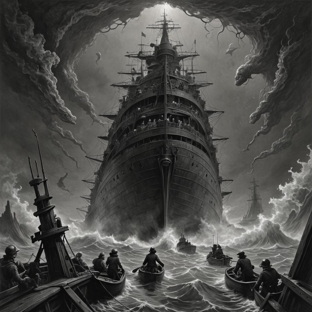 Voyage to the Bottom of the Sea: Horror Illustration